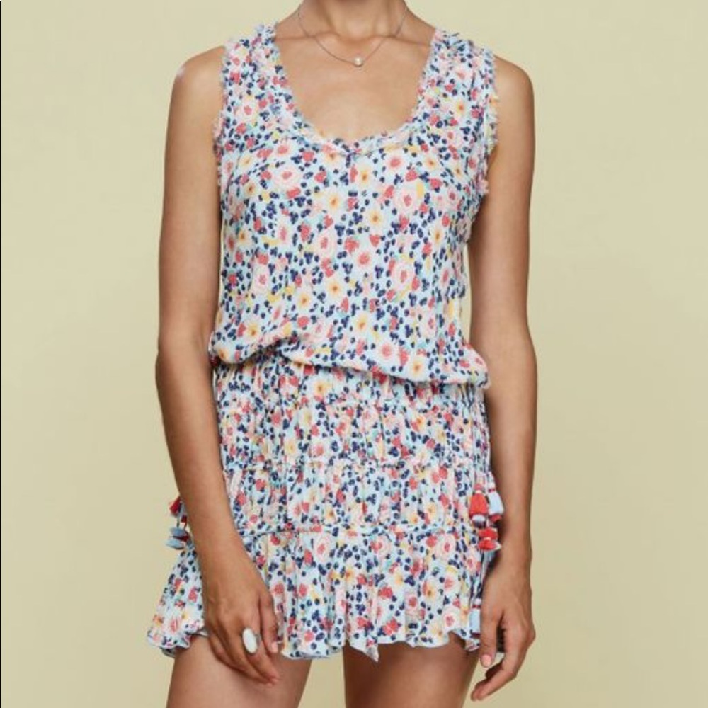 Poupette St. Barth Floral Mini Dress - Blue and Pink